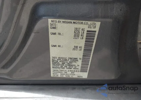 2018 Nissan Altima 2.5 Sl from USA, damaged, VIN 1N4AL3AP3JC190889